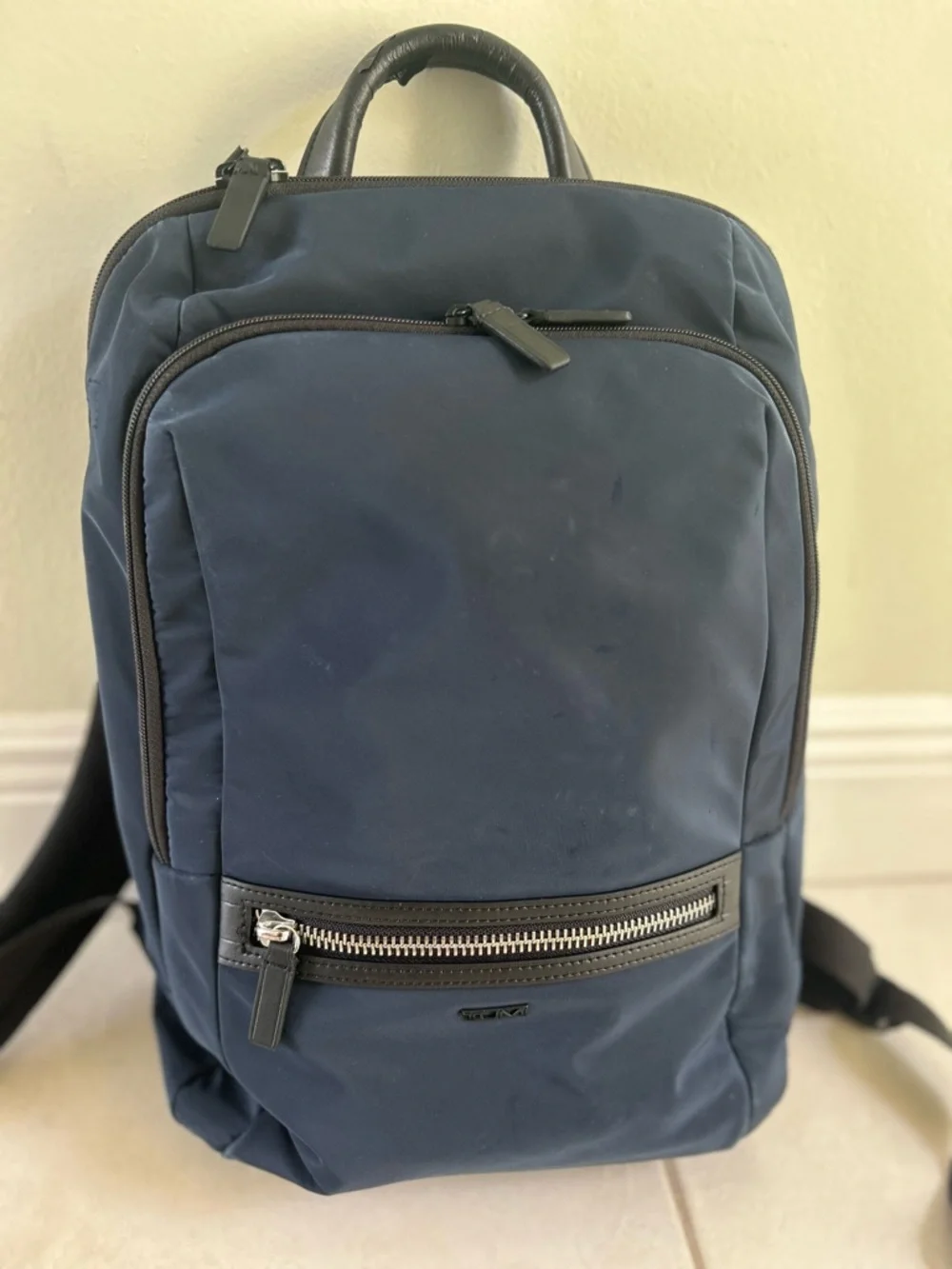 Tumi Navy Blue Men's Backpack with Front Zip Pocket